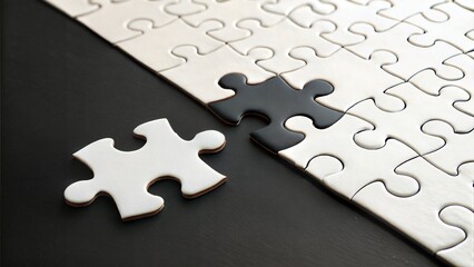 Perfect White Puzzle Piece Placed into Black Puzzle