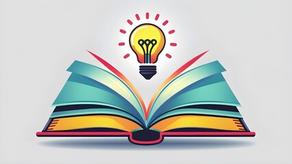 Light Bulb and Book Symbol for Education and Ideas.