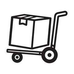 Package delivery with a box on a trolley, vector illustration