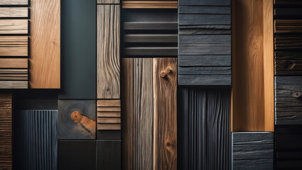 Mix of wooden panels in different shades and textures