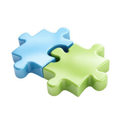 3d illustration of two interlocking puzzle pieces isolated on transparent background