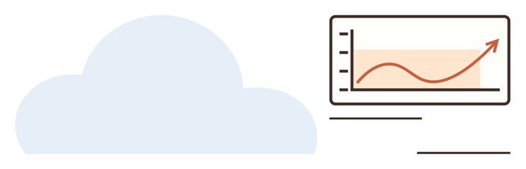 Cloud shape alongside upward-sloping graph indicating growth, success, or trends in data. Ideal for technology, analytics, business growth, cloud computing, innovation, progress simplified reporting