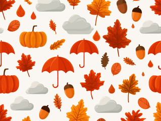  Cozy Autumn Rainy Day Icons &ndash; Flat Vector