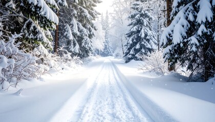 Fototapeta premium Snowy forest trail