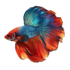 Fototapeta premium Beautiful betta fish swimming gracefully with vibrant blue and red colors in a serene underwater habitat