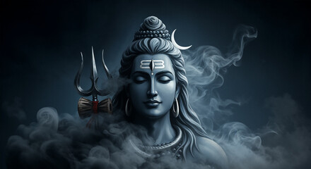 Lord Shiva in peaceful meditation