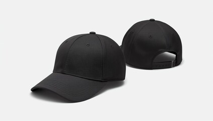 Obraz premium Black baseball cap in angles view front and back. Mockup baseball cap for your design