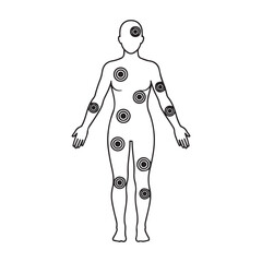 Fibromyalgia pain points of body aches, vector illustration