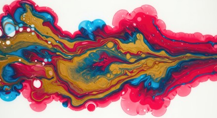 Dynamic abstract fluid art with swirling vibrant pigment blends