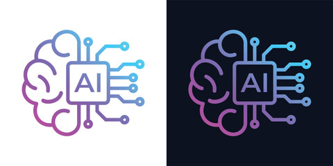 Generative AI Icon Set Artificial Intelligence and Automation Symbols. Generative AI concept, Artificial intelligence AI brain. Technology related to artificial intelligence, idea, content generator