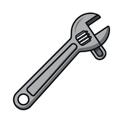 Simple adjustable wrench in metallic gray advertisement banner