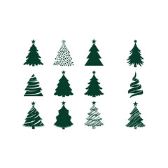 Christmas tree collection festive holiday vector icons winter season design elements