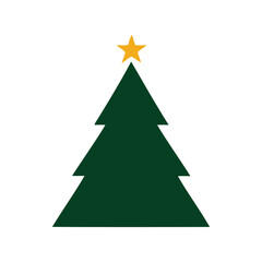 Green christmas tree vector illustration with yellow star holiday decoration festive element