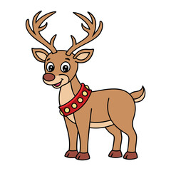 Vector art of cute reindeer cartoon character isolated on white background