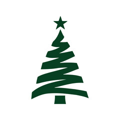 Green christmas tree vector illustration festive holiday icon winter season symbol star topper graphic