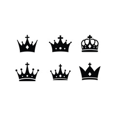 Royal crown silhouettes vector collection regal headwear icons luxury symbol set