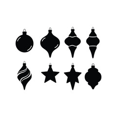 Christmas ornaments silhouette vector collection festive holiday decorations vintage baubles winter celebration icons