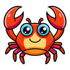 Cute cartoon crab with big blue eyes and orange claws