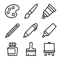 Minimal icon stroke collection art contour tools line icons symbol vector outline