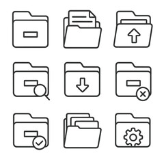 Line vector contour icons stroke minimal set archive collection icon grid symbol