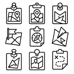 Icons navigation collection symbol stroke grid outline contour set minimal line icon