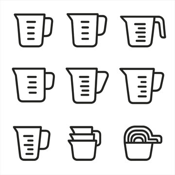 Nested measuring steel icon volume stackable cup stainless liquid icons vector
