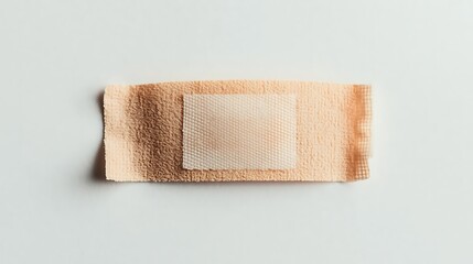 Obraz premium A simple adhesive bandage on a light background, commonly used for minor injuries to protect cuts and scrapes.