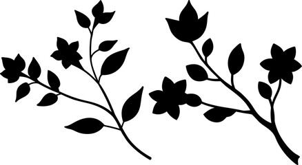 Tree branch black silhouettes set, Set of tree branches, tree branch collections, Vector of tree branches, tree branch silhouette, tree branch isolated on white background