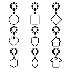 Collection icon vector minimal line custom set contour outline stroke symbol keychain