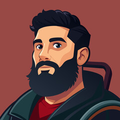 Stylized portrait of a bearded man in a jacket