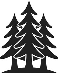 Obraz premium Pine tree silhouette, coniferous tree design, forest icon, woodland graphic, nature illustration, evergreen artwork, botanical motif, outdoor scenery