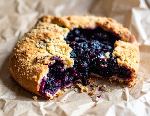 Delicious Blueberry Tart: A rustic, golden-brown tart filled with luscious blueberries, offering a tantalizing glimpse of homemade goodness.