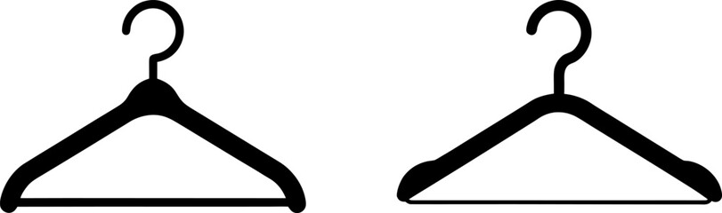 Cloth hanger black silhouettes set, Set of cloth hangers, cloth hanger collections, Vector of cloth hanger, cloth hanger silhouette, cloth hanger isolated on white background