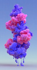 Abstract ink cloud, vibrant pink and blue