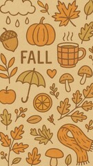 Cozy autumn illustration elements