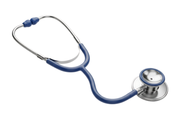 Blue stethoscope medical diagnostic tool isolated on a transparent background image