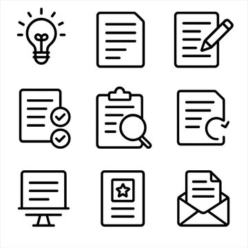 Manuscript cover process icons vector review final formatting round icon second first