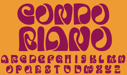 Groovy Psychedelic Funky Alphabet Vector Set. Colorful Hand Drawn Retro Letters with 70s Style Vibes, Wavy Shapes, and Funk Inspired Typography for Creative Design Projects.