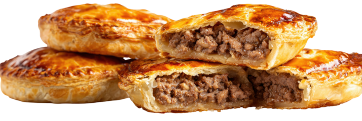 Stack of golden-brown meat pies