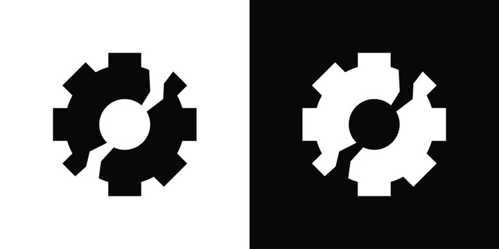Broken gear icon, simple flat style. for ui or ux designs