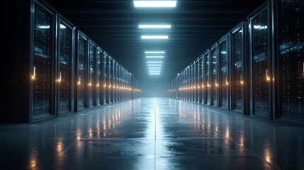 Immersive Cybersecurity Data Center Environment Futuristic Network Infrastructure Concept