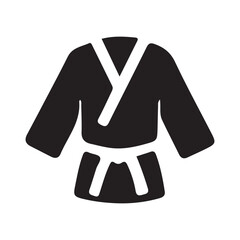 karate kimono icon in a flat design in black color. Vector illustration on white background