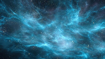 Cosmic nebula, swirling blues and gold