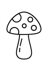 Amanita Mushroom Illustration with Spots on Cap Simple Outline Design for Coloring Books and Educational Purposes