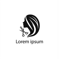 Set of Elegant Black and White Female Haircut Logo Designs for Beauty and Hair Salon Branding