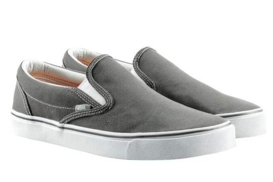 Slip-on canvas shoes in gray color designed for casual wear and everyday comfort