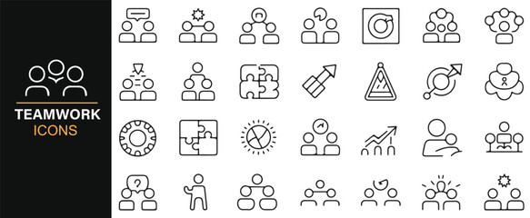 Vector Icons for Collaboration, Leadership, and Team Effort in Business Success