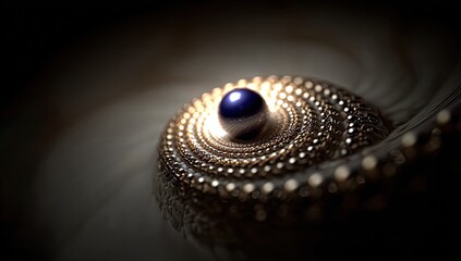 Golden spiral with central dark blue sphere