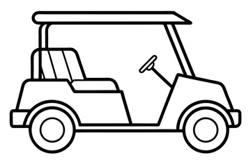 Fototapeta premium golf cart outline, golf car line art vector