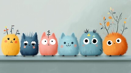 Obraz premium Humorous forest characters. Illustration inspired by cartoons and comics.